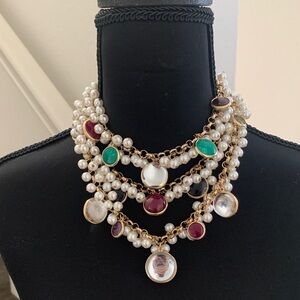 NWOT Traci Lynn Gold and Pearl Multi-Gem Necklace.